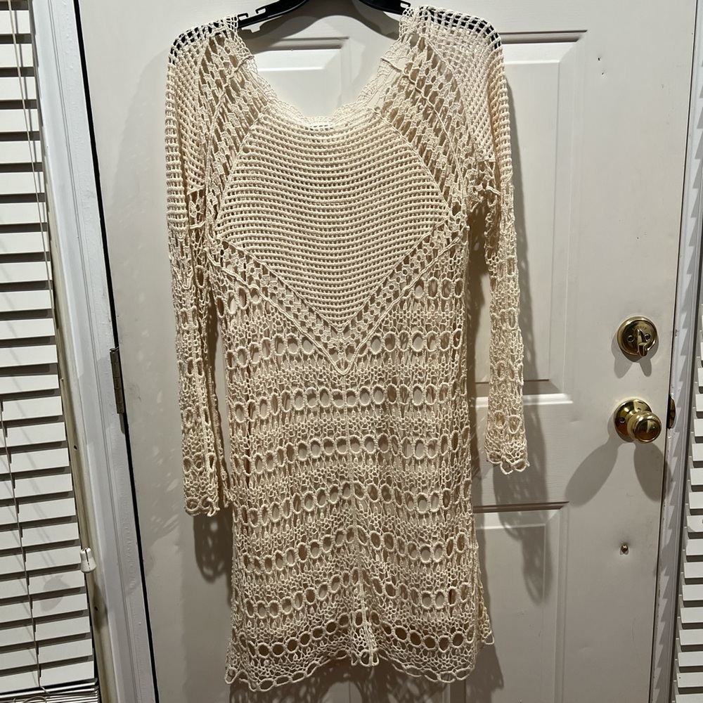 Elegant Cream Crochet Dress